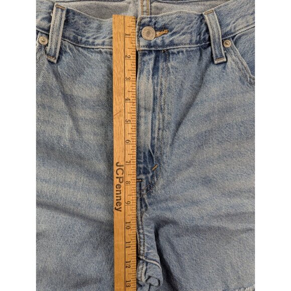 Levis Premium Jeans Mens 34x30 Blue Baggy Dad Straight Distressed Whiskers Big E - Picture 6 of 16